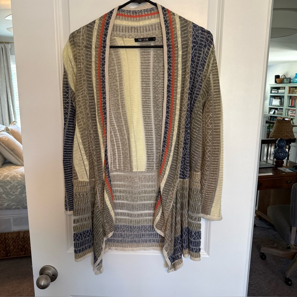 Nic+Zoe Open Front Cardigan Women’s Medium Multicolor Knit Lightweight